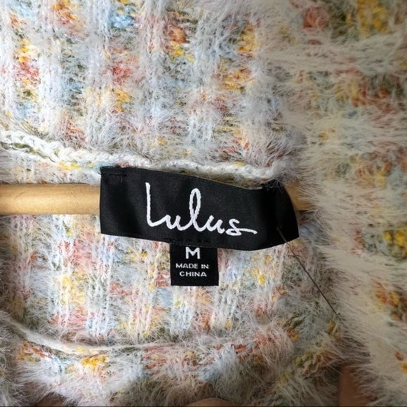 NEW Lulus Sweet Whispers Ivory Multi Eyelash Knit Turtleneck Sweater Dress - Picture 5 of 6